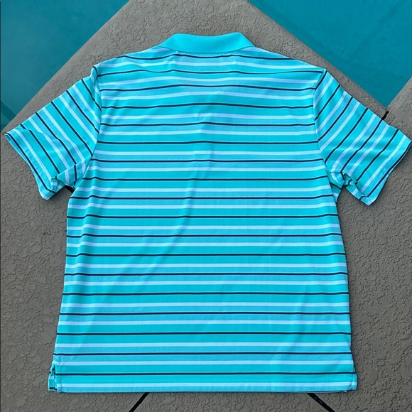 Greg Norman Collection Aqua Striped Polo Golf Shirt - Picture 8 of 10